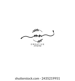 Initial MN logo handwriting botanical branding typography