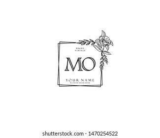 Initial MO beauty monogram and elegant logo design, handwriting logo of initial signature, wedding, fashion, floral and botanical with creative template.