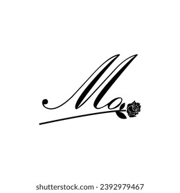 Initial MO handwriting flower typography ornament modern