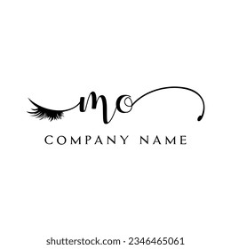 initial MO Logo lash logo eyelash vector modern symbols makeup