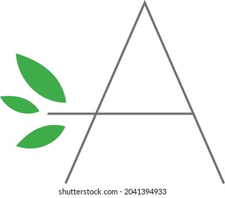 Initial modern Ayurveda line letter company logo A logotypes with green leaves