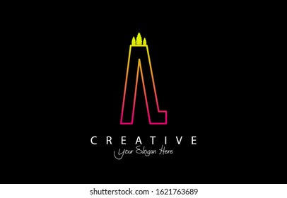 Initial A Modern Design Logo Concept. Creative Icon Logo with Sound Wave Vector Illustration.