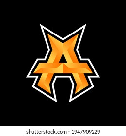 Initial A Modern Gaming Esport Logo Design in Farbe orange und schwarz