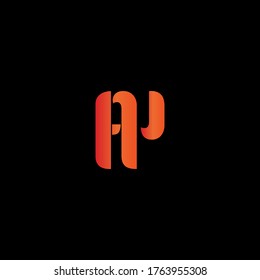 Initial Modern Letter AP Bussiness Logo monogram with gradient orange color