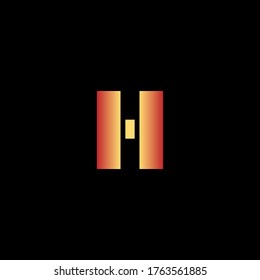 Initial Modern Letter H Logo monogram with gold and red gradient color