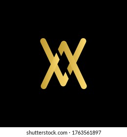 Initial Modern Letter XX Logo monogram with gold and black color