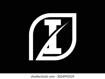 Initial I monogram alphabet with abstract leaf. Eco-friendly logo concept. Font emblem. Modern vector logo for ecological business and company identity