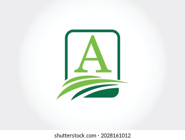 Initial Ein Monogramm-Alphabet mit der Landwirtschaft. Agrarlogo-Design, Vektorvorlage. Schriftemblem. Modernes Vektorlogo für Unternehmens- und Firmenidentität