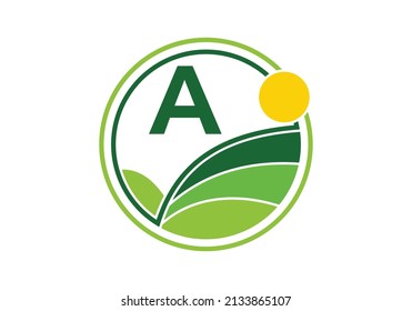 Initial Ein Monogramm-Alphabet mit der Landwirtschaft. Agrarlogo-Design, Vektorvorlage. Schriftemblem. Modernes Vektorlogo für Unternehmen.