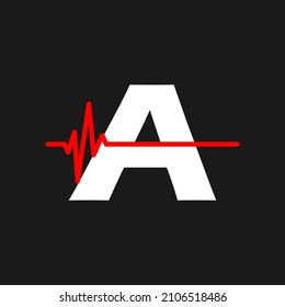 Initial ein Monogramm-Alphabet mit Health Pulse. Design-Vektorgrafik von Heartbeat-Logo. Schriftemblem. Logo für das medizinische oder gesundheitliche Geschäft und Firmenidentität