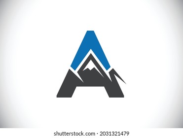 Ursprünglich ein Monogramm-Alphabet mit dem Berggipfel. Logo-Symbol für Gebirge Schriftemblem. Modernes Vektorlogo für Unternehmen und Unternehmensidentität