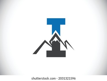 Initial I monogram alphabet with the mountain peak. Mountain Logo sign symbol. Font emblem. Modern vector logo for the business, and company identity