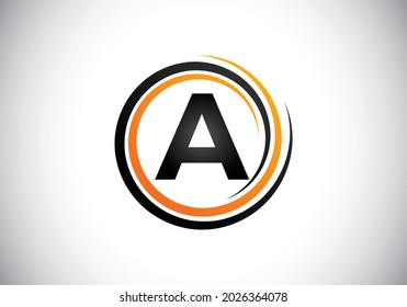 Initial A monogram alphabet in the spiral. Swirl spiral infinity logo design. Font emblem.  Modern vector logo for the business, and company identity