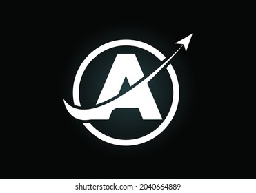 Initial A monogram alphabet symbol design incorporated with the arrow. Financial or success logo concept. Font emblem. Logo for accounting business and company identity