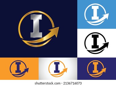 Initial I monogram alphabet symbol design incorporated with the arrow. Financial or success logo concept. Font emblem. Logo for business and company identity