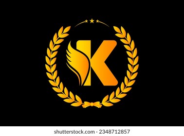 Initial monogram alphabet Text symbol design incorporated  with Wheat. Agriculture logo concept. Logo for agriculture business and company identity Pro Vector