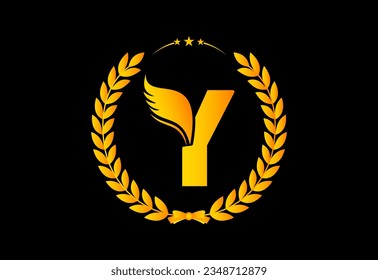 Alfabeto monograma inicial Diseño de símbolo de texto incorporado con Trigo. Concepto de logotipo agrícola. Logo para empresas agrícolas e identidad de empresa Pro Vector