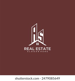 AS initial monogram building and roof logo for real estate