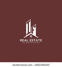 IF Monograma inicial de construcción y logotipo de techo para bienes raíces