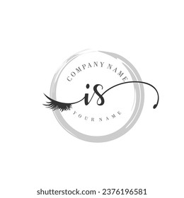 Initial IS monogram eye and eyelash handwriting