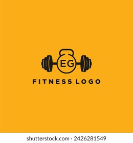 Monograma inicial de EG para fitness o logo de gimnasio con diseño creativo de barra