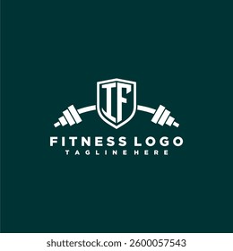 IF initial monogram for fitnes or gym logo with creative shield and barbell design