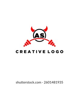 AS initial monogram for fitnes or gym logo with devil style design