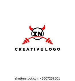 IN initial monogram for fitnes or gym logo with devil style design