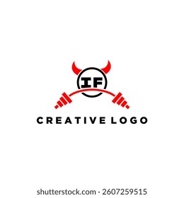 IF initial monogram for fitnes or gym logo with devil style design