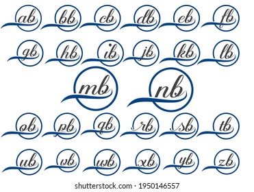 Initial monogram glyphs letter in a circle. Logo design vector template. 