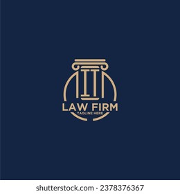 IT initial monogram for law firm with creative circle line