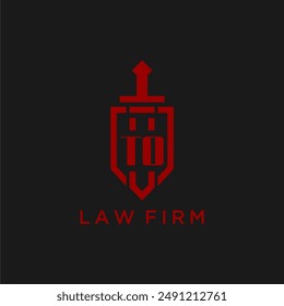 TO initial monogram for law firm with sword and shield logo image