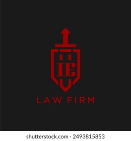 IE initial monogram for law firm with sword and shield logo image