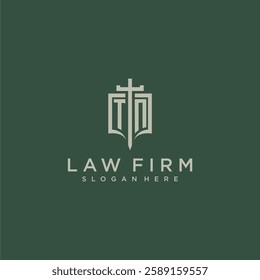 TO initial monogram for law firm with sword and shield logo image