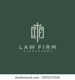 IF initial monogram for law firm with sword and shield logo image