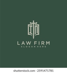 IN initial monogram for law firm with sword and shield logo image