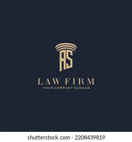 AS initial monogram lawfirm logo with pillar design