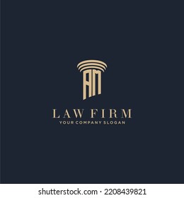 AM initial monogram lawfirm logo with pillar design