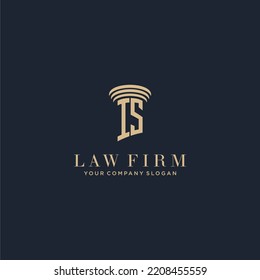 IS initial monogram lawfirm logo with pillar design