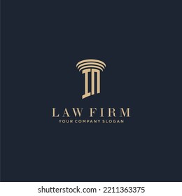 IN logo inicial de la firma de abogados monogramo con diseño de hitos