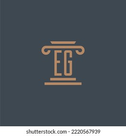 Monograma inicial de EG para el logotipo de la firma de abogados con diseño de hitos