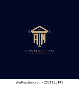 AM initial monogram lawfirm logo with pillar design