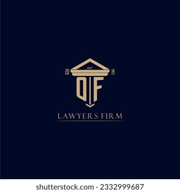 OF initial monogram lawfirm logo with pillar design