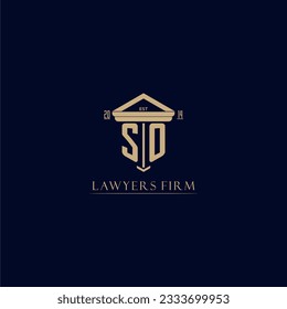 SO initial monogram lawfirm logo with pillar design