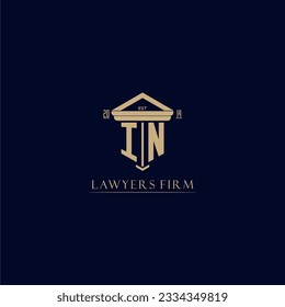 IN logo inicial de la firma de abogados monogramo con diseño de hitos