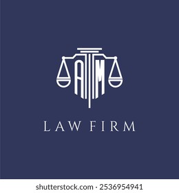 AM initial monogram for lawfirm logo with scales vector image