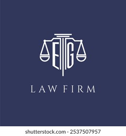 EG Initial Monogramm für Anwaltskanzlei Logo mit Skalen Vektorbild