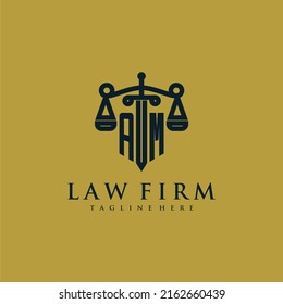 AM initial monogram for lawfirm logo with sword and scale