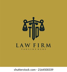 TO initial monogram for lawfirm logo with sword and scale