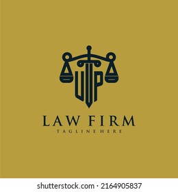 UP initial monogram for lawfirm logo with sword and scale
